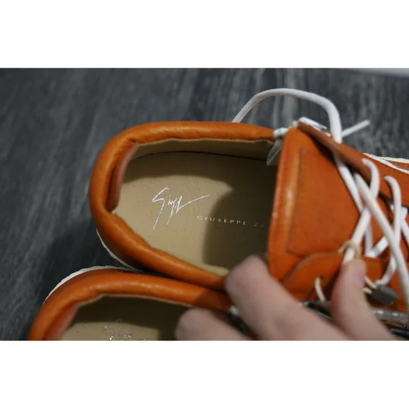 Giuseppe Zanotti Orange Leather Zip High Top Sneakers EU 35.5 - Picture 9 of 15